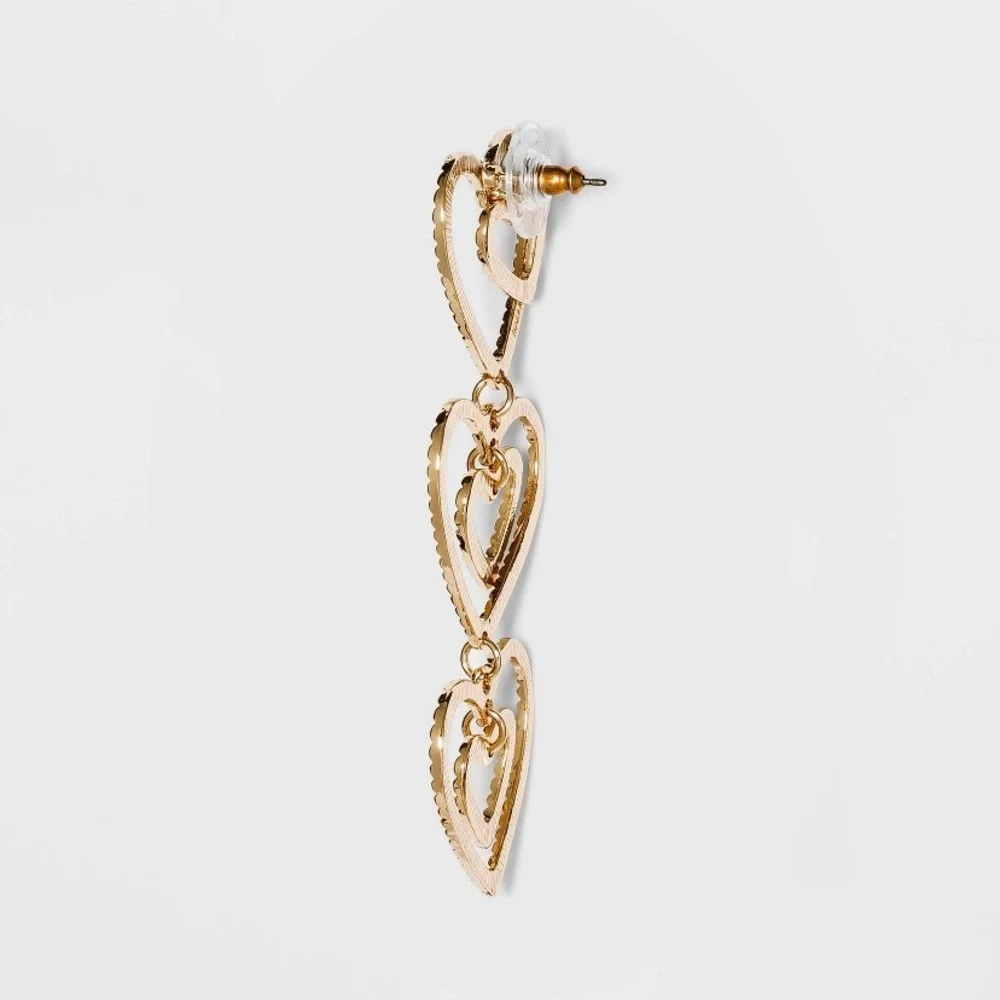 New SUGARFIX By Baublebar Stacked Gold Heart Drop Earrings